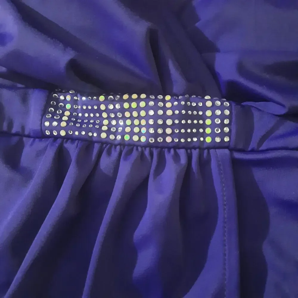 Trimshaper Tummy Control Purple V-Neck Swimsuit Rhinestone Embellished Size 8